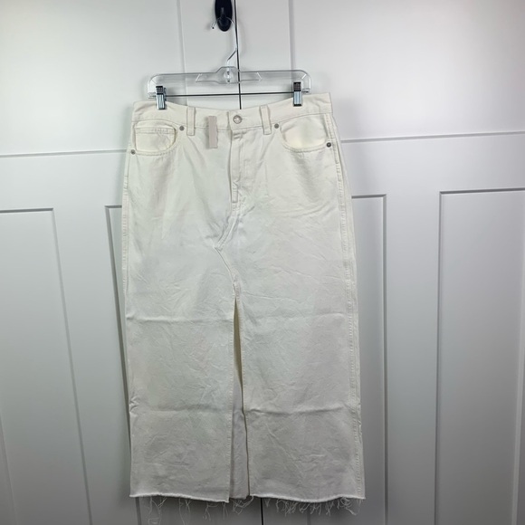 NWT Madewell Size 33 The Rilee Denim Midi Skirt White Modest Minimalist - Picture 5 of 10